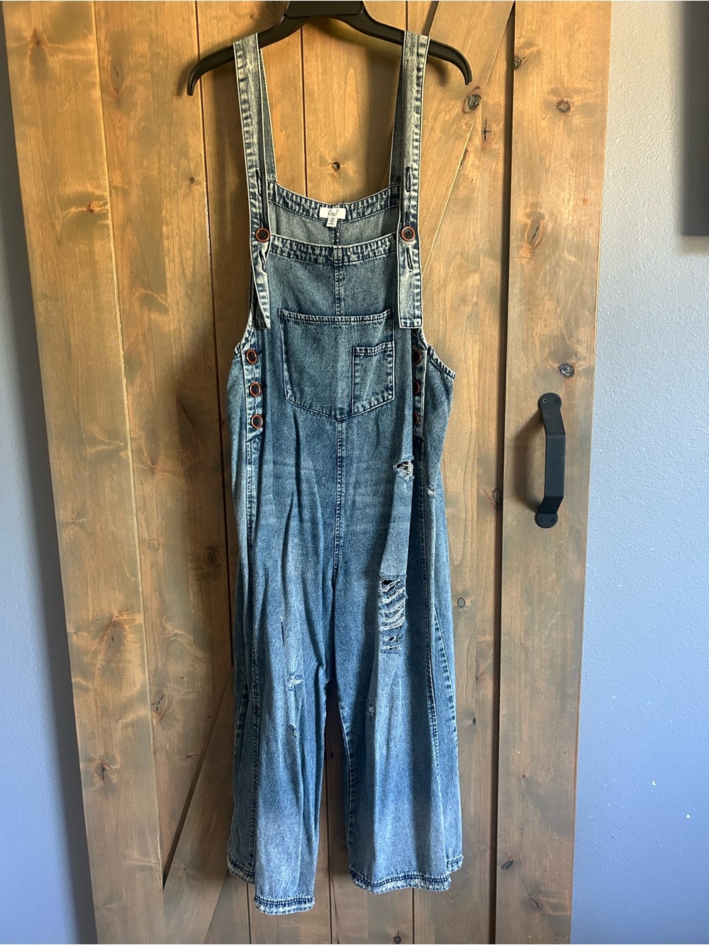 BoHo style Washed Blue Denim Overalls
